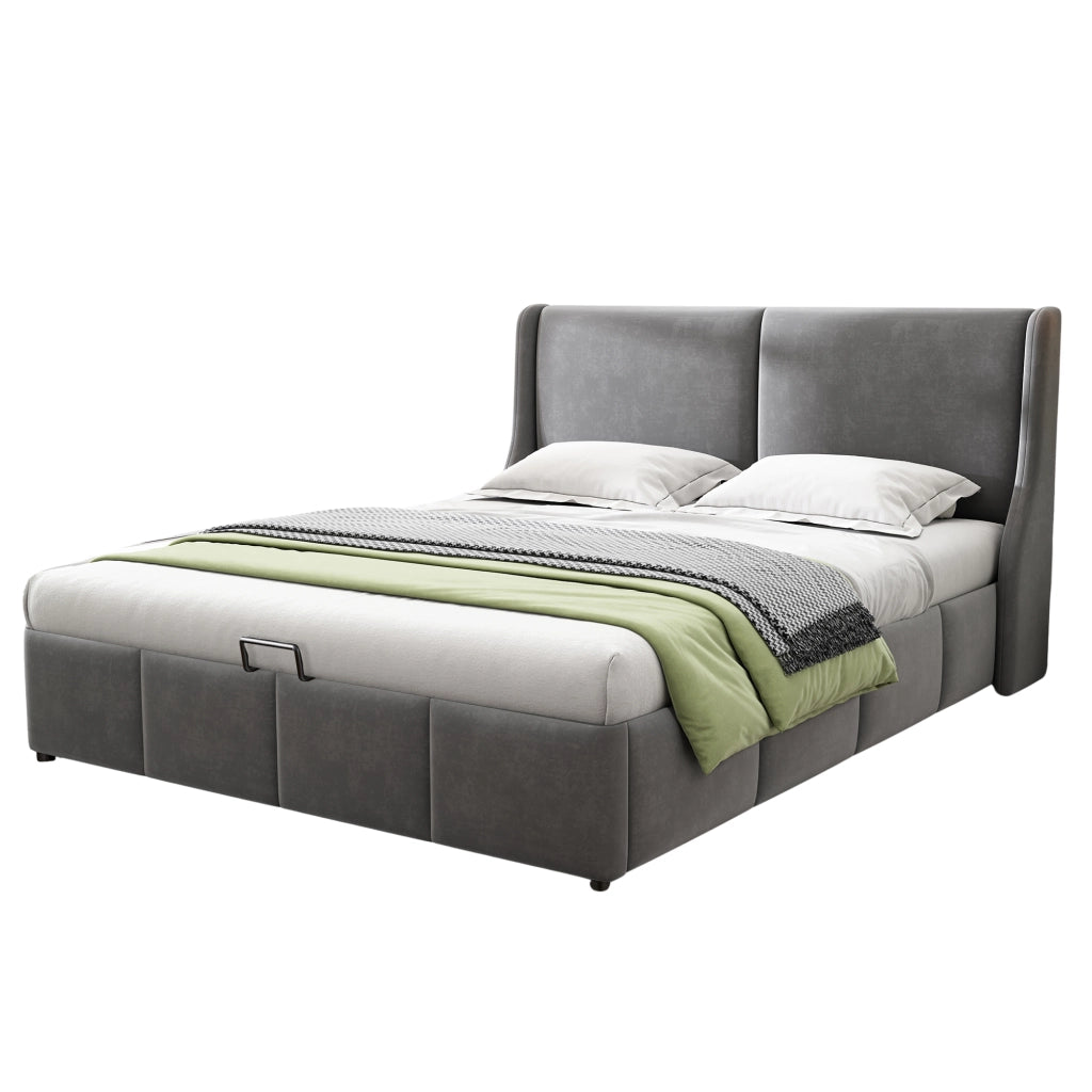 letto imbottito velluto grigio 140 x 200 cm