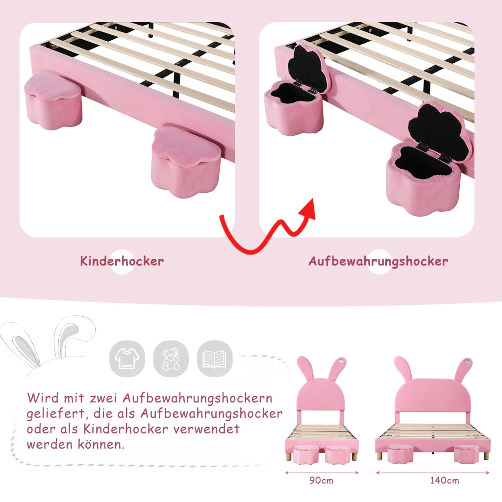 letto imbottito velluto rosa 90 x 200 cm