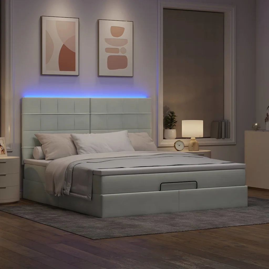 Struttura Letto Pouf con Materassi 160x200 cm in Velluto 3314330