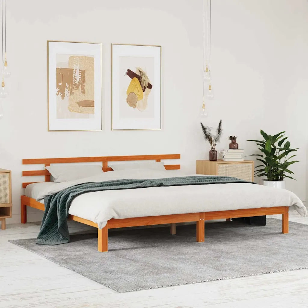 Letto matrimoniale | Letto per adulti | Struttura del letto Marrone cerato 203.5 x 205.5 x 69.5 cm