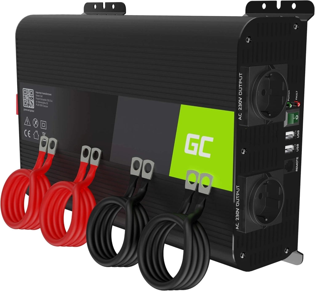 Green Cell PRO 2000W/4000W 12V 220V/230V Onda Pura Inverter Invertitore di Tensione Fotovoltaico DC AC per Camper Auto Convertitore di Potenza, Trasformatore sinusoidale Pura USB