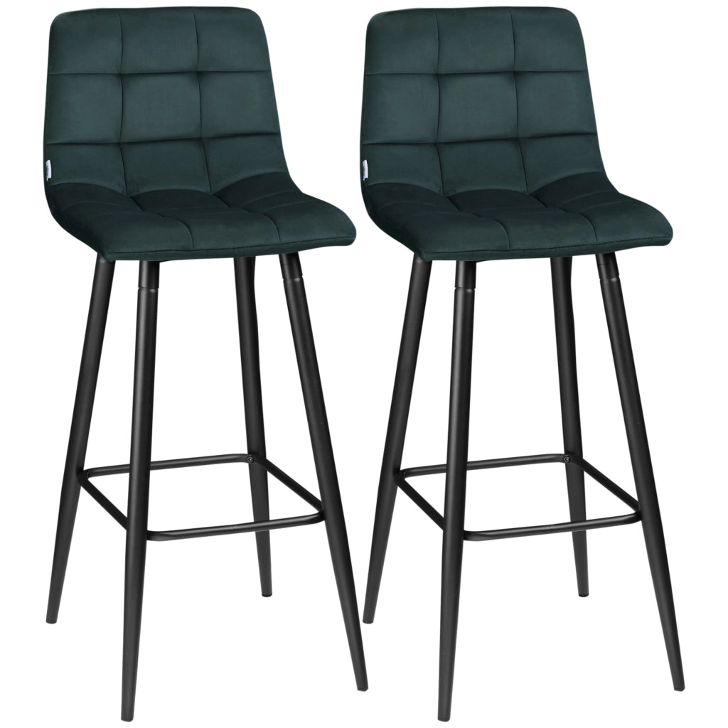 Sgabelli da Bar ¨C Minimal ¨C Verde Velluto 2 Pezzi