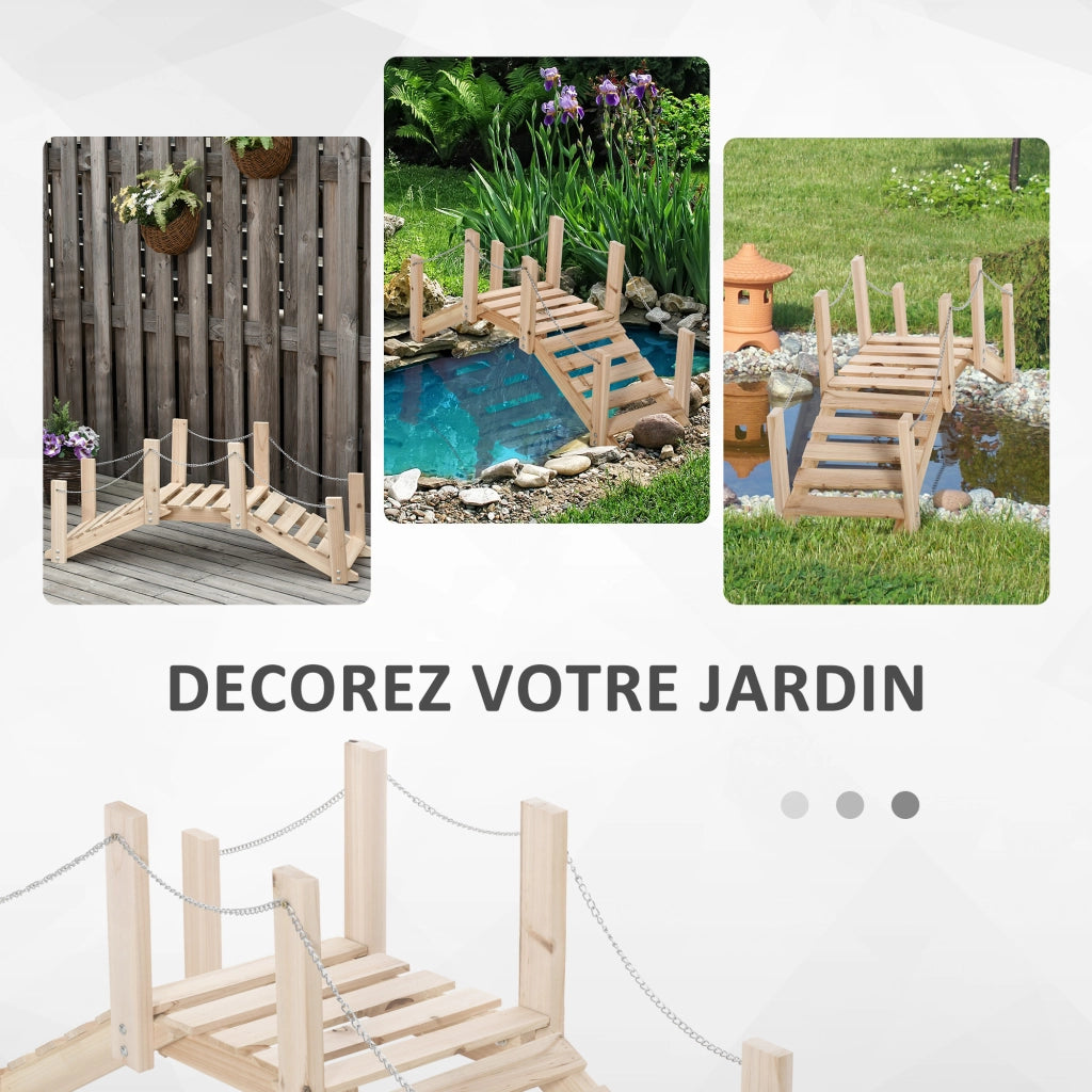Ponticello da Giardino in Legno per Stagno ¨C Minimal ¨C 100x32x48 cm