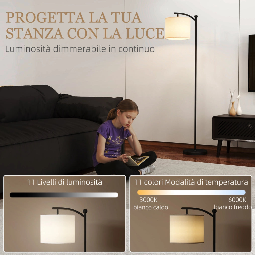 Lampada da Terra LED Dimmerabile ¨C Xylo ¨C Con Telecomando, 11 Temperature, 11 Luminosit¨¤, Timer 60 Min, Nero