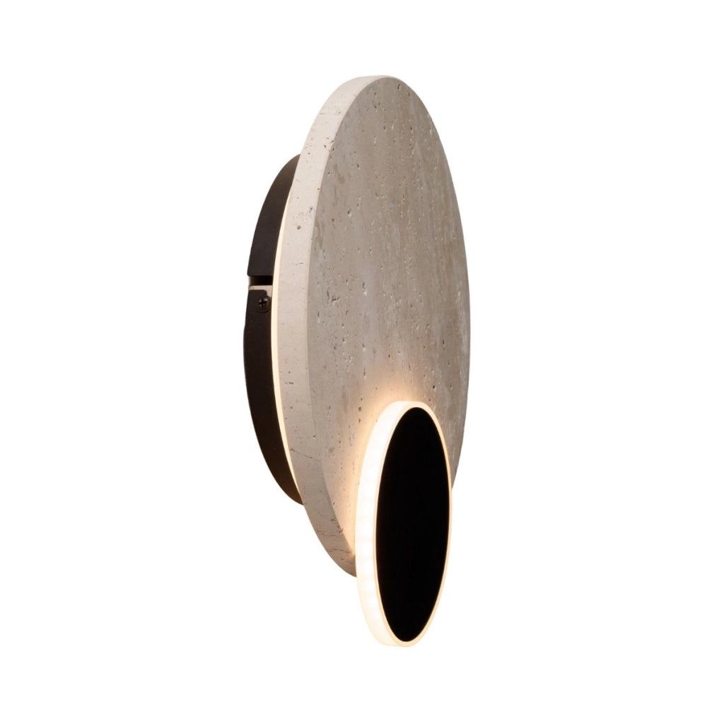 Applique rotonda nera pietra LED 10W Travertino Maxlight
