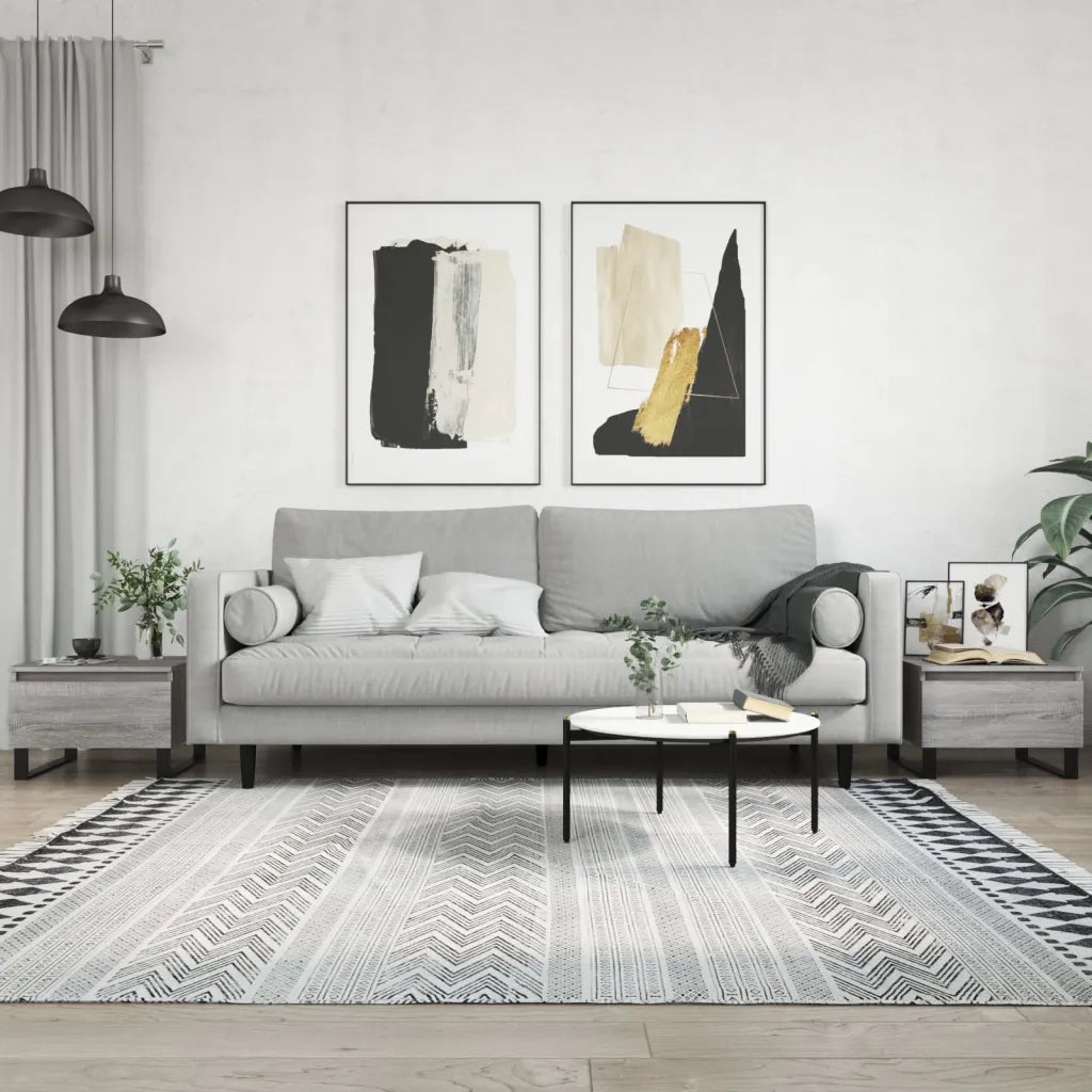2 pz Tavolini salotto | Tavolino da caff¨¨ | Tavolino da Soggiorno Grigio Sonoma 50x46x35cm Legno Multistrato