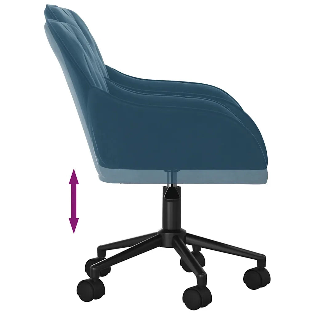 Sedia Girevole da Ufficio Blu in Velluto 344866