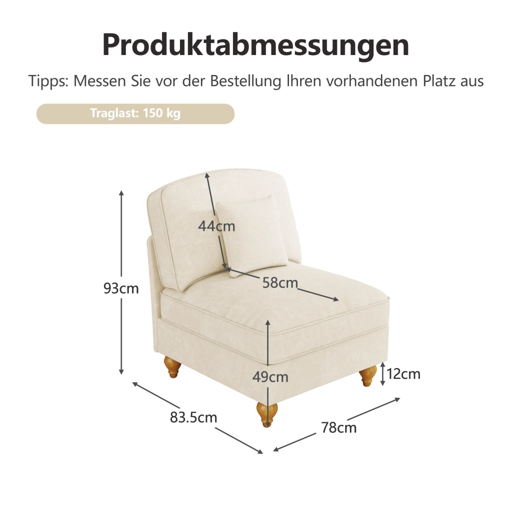 SOFA in Chenille Bianco con cuscino 79x75x23 cm