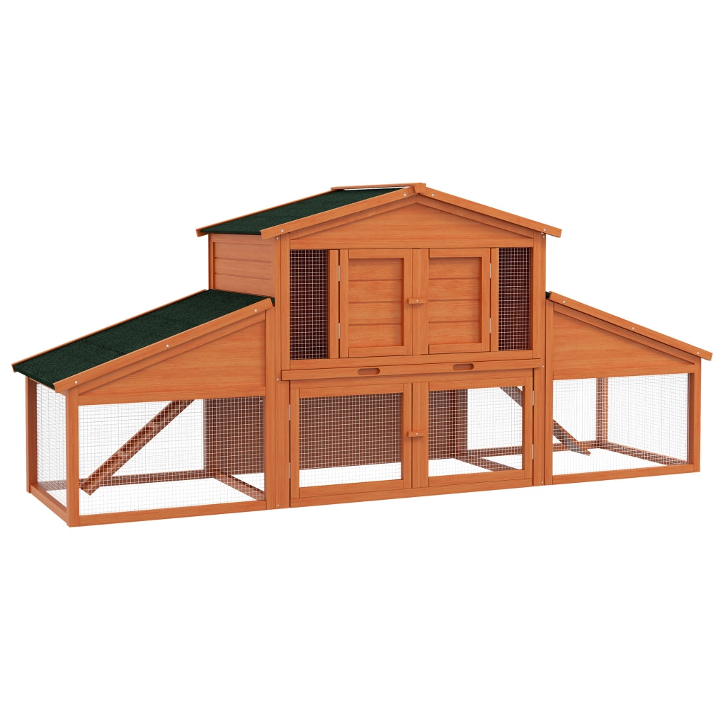 Gabbia per conigli a due piani ¨C Minimal ¨C Legno massello pino 225x70x100 cm