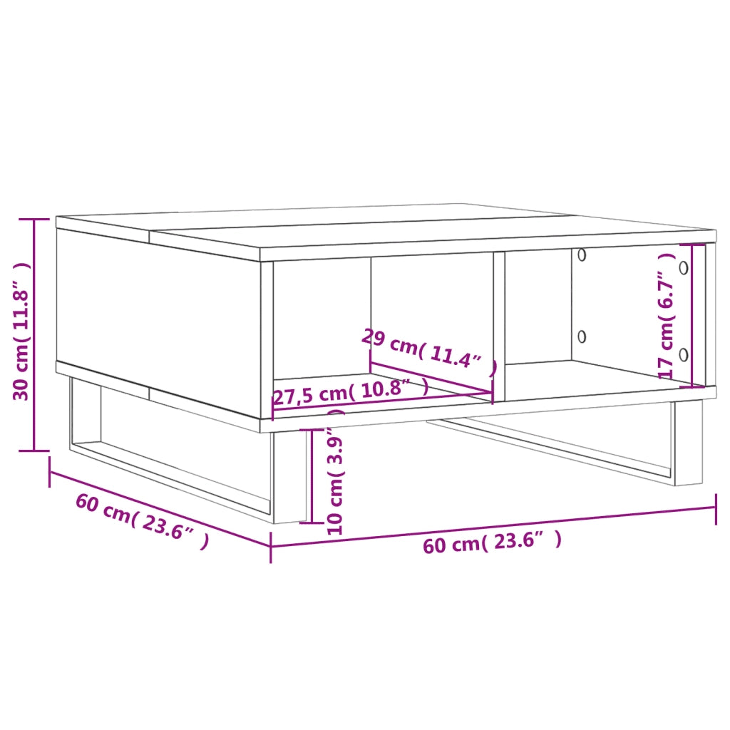Tavolino da salotto | Tavolino da caff¨¨ | Tavolino da Soggiorno Bianco 60x60x30 cm in Legno Multistrato