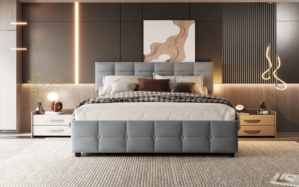 letto imbottito velluto olandese grigio 180 x 200 cm