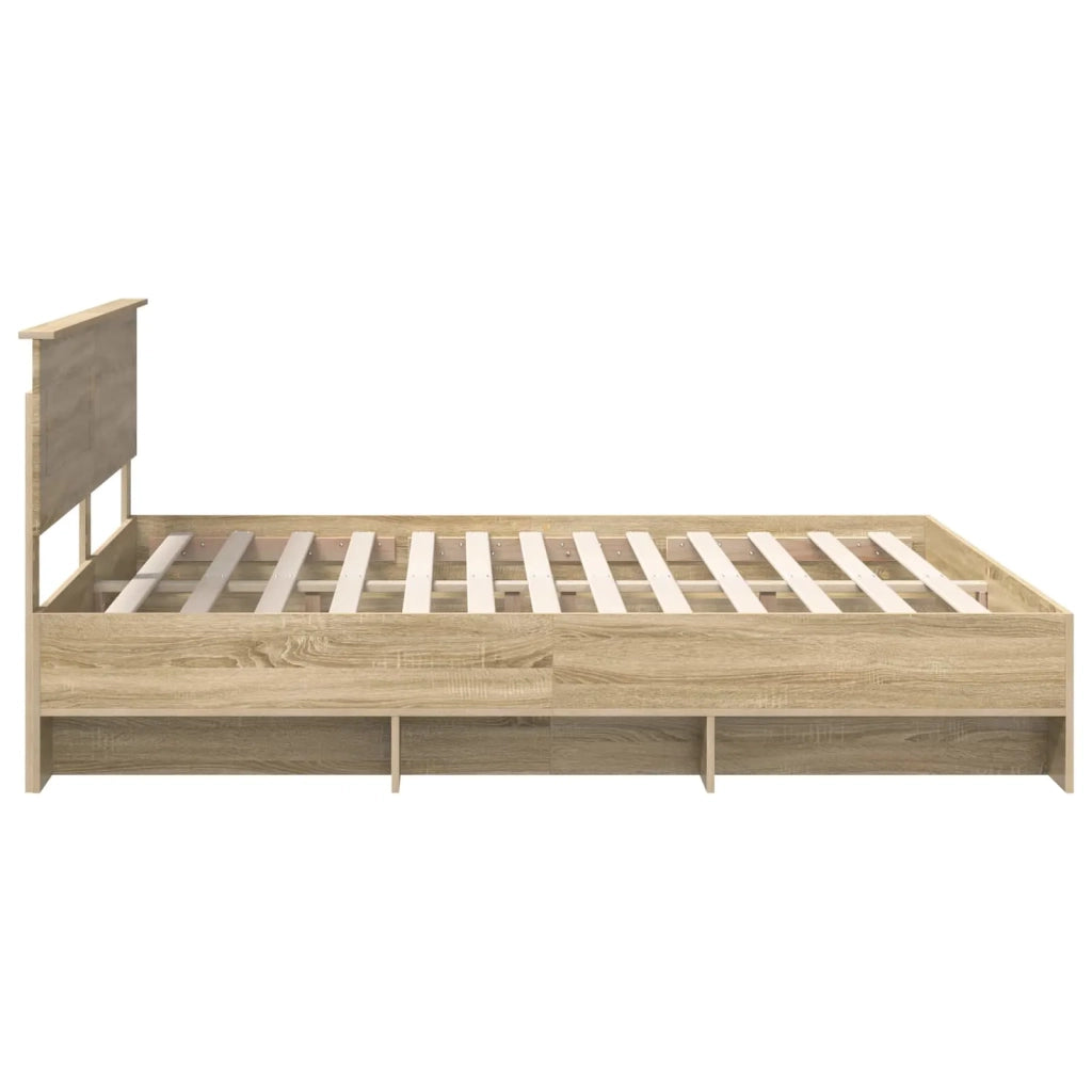 Letto matrimoniale | Letto per adulti | Struttura del letto con testiera Rovere Sonoma 200 x 200 cm