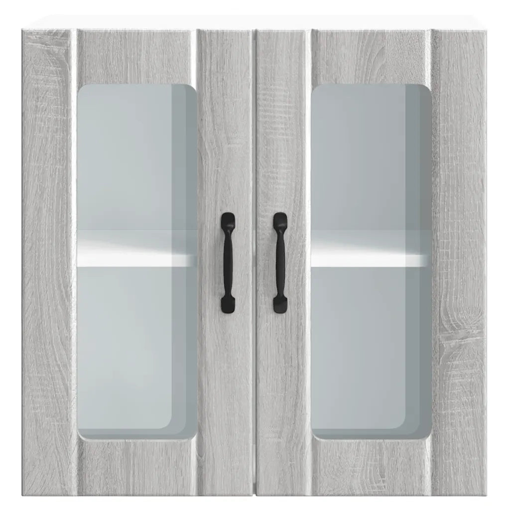 Pensile da Cucina | Mobile da Cucina con Porta in Vetro Lucca Grigio Sonoma