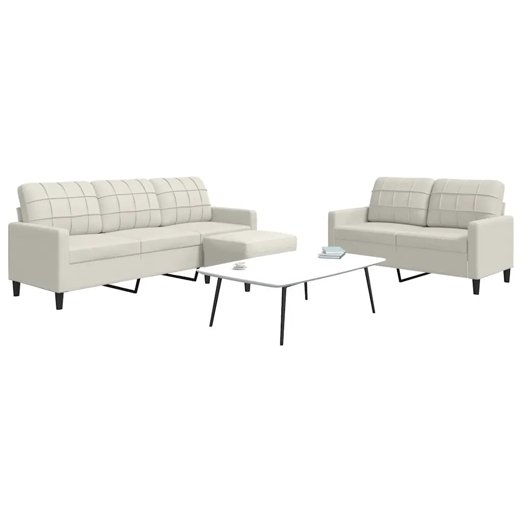 Set di Divani 3 pz con Cuscini Crema in Velluto 3278409