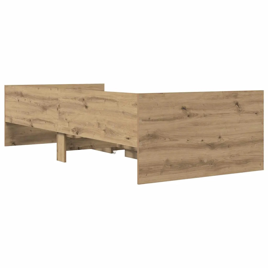 Struttura del letto con cassetto-Giroletto con contenitore-Rete del Letto Rovere artigianale 90 x 200 cm 801100