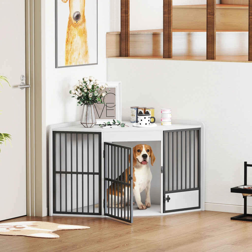 Box per Cani ¨C Xylo ¨C Piccoli e Medi, MDF e Metallo, Bianco