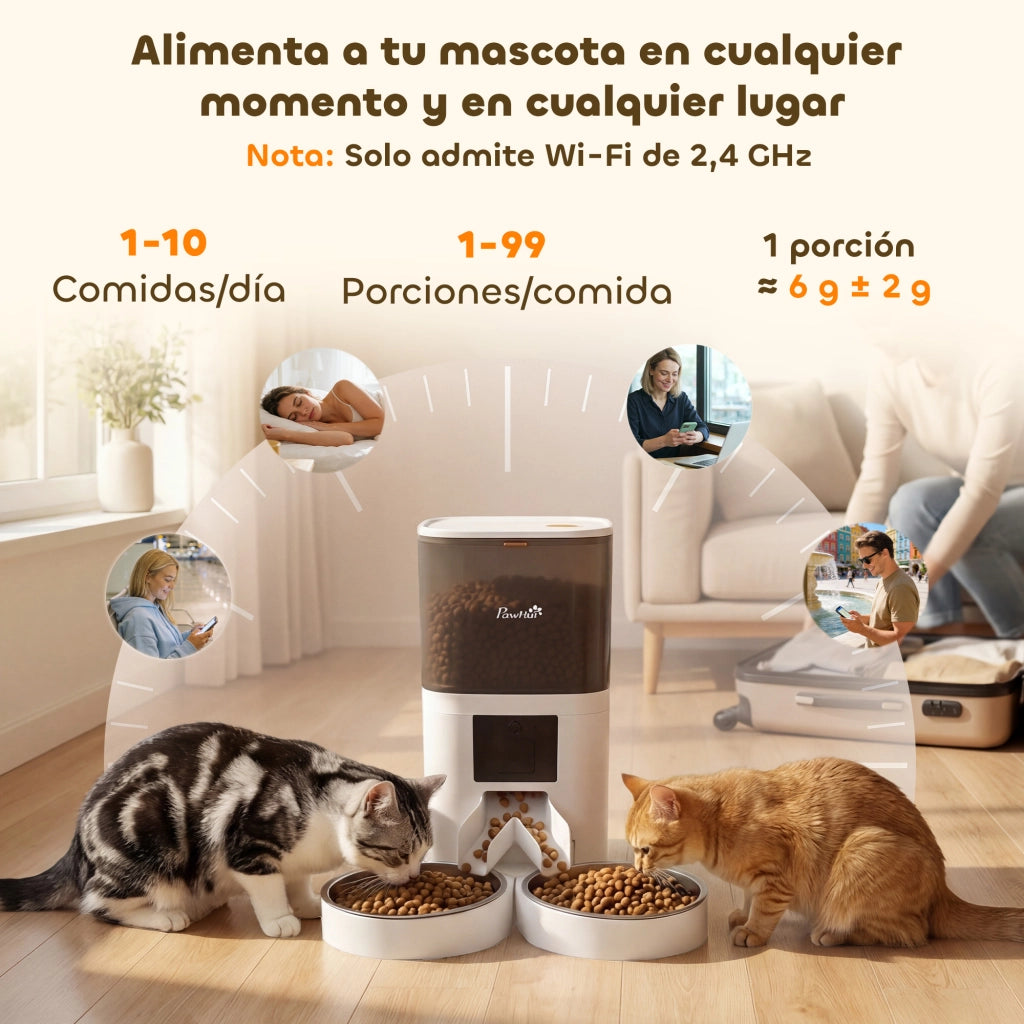 Distributore Automatico Cibo Cani Gatti 6L WiFi 2.4G ¨C Xylo ¨C 2 Ciotole Programmabile App Controllo Registrazione Voce
