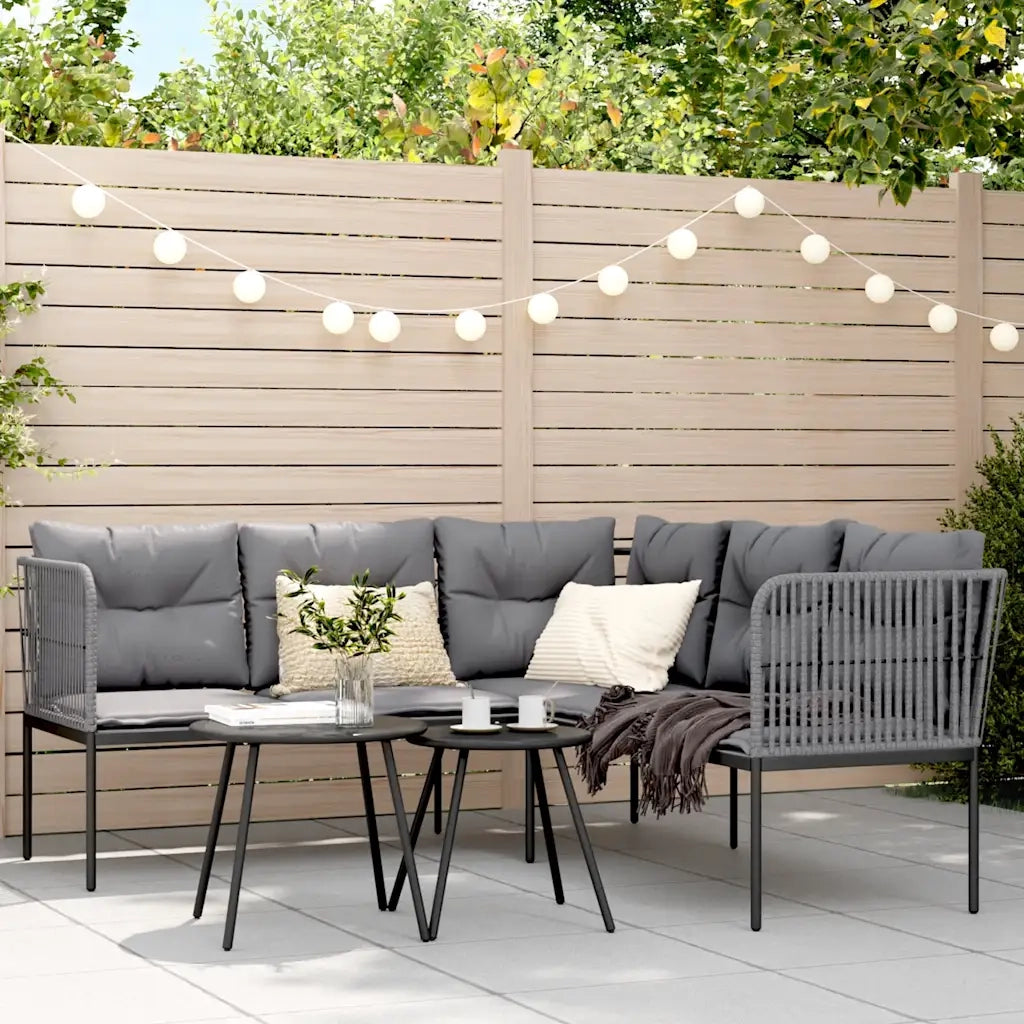 Set Divano da Giardino con Cuscini Nero Acciaio e Textilene 3283742