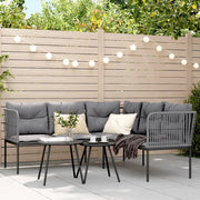 Set Divano da Giardino con Cuscini Nero Acciaio e Textilene 3283742