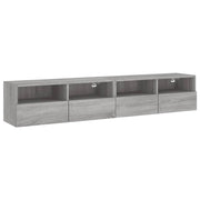 Mobile TV multimediale da parete mensola TV credenza TV per sala da pranzo soggiorno camera da letto 2 pezzi Sonoma 80 x 30 x 30 cm legno ingegnerizzato grigio 02_0029032