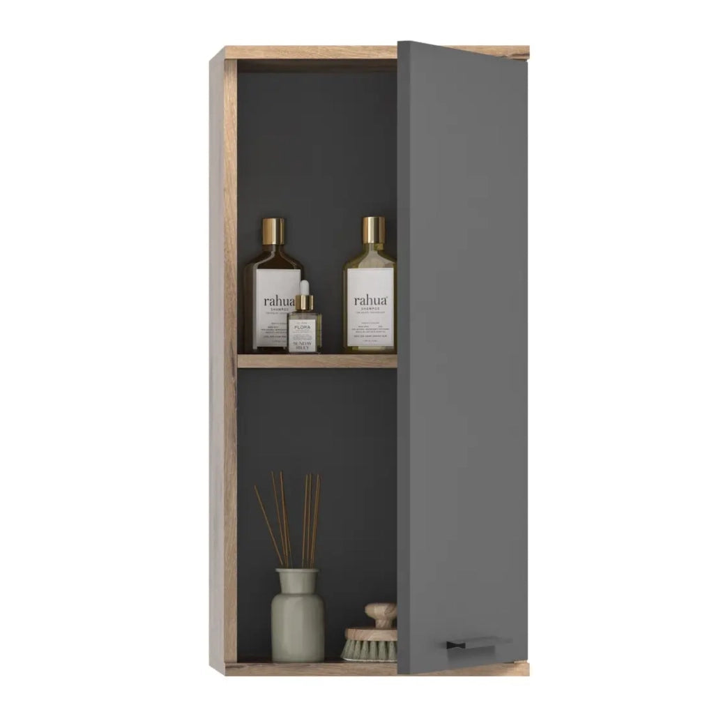 Mezza colonna bagno 1 porta – Grigio antracite e rovere chiaro – SELMA
