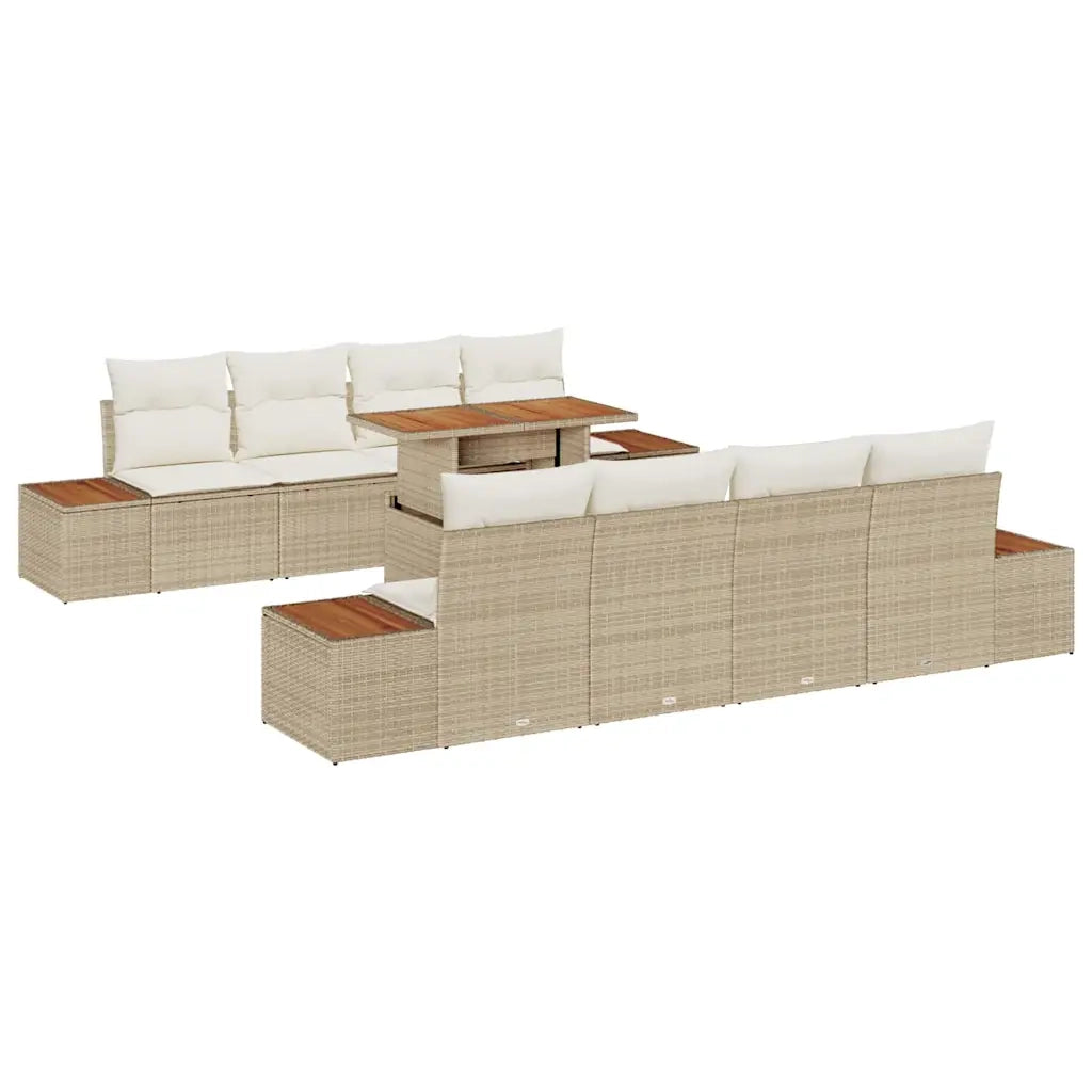 Set da Pranzo per Giardino con cuscino 9 pcs Beige e Crema 3350053