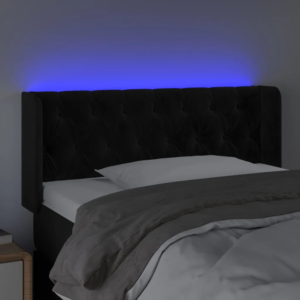 Testiera a LED Nera 93x16x78/88 cm in Velluto 3123610