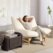Poltrona pouf in velluto a coste; imbottitura morbida; supporto schiena; bianco; 1 posto
