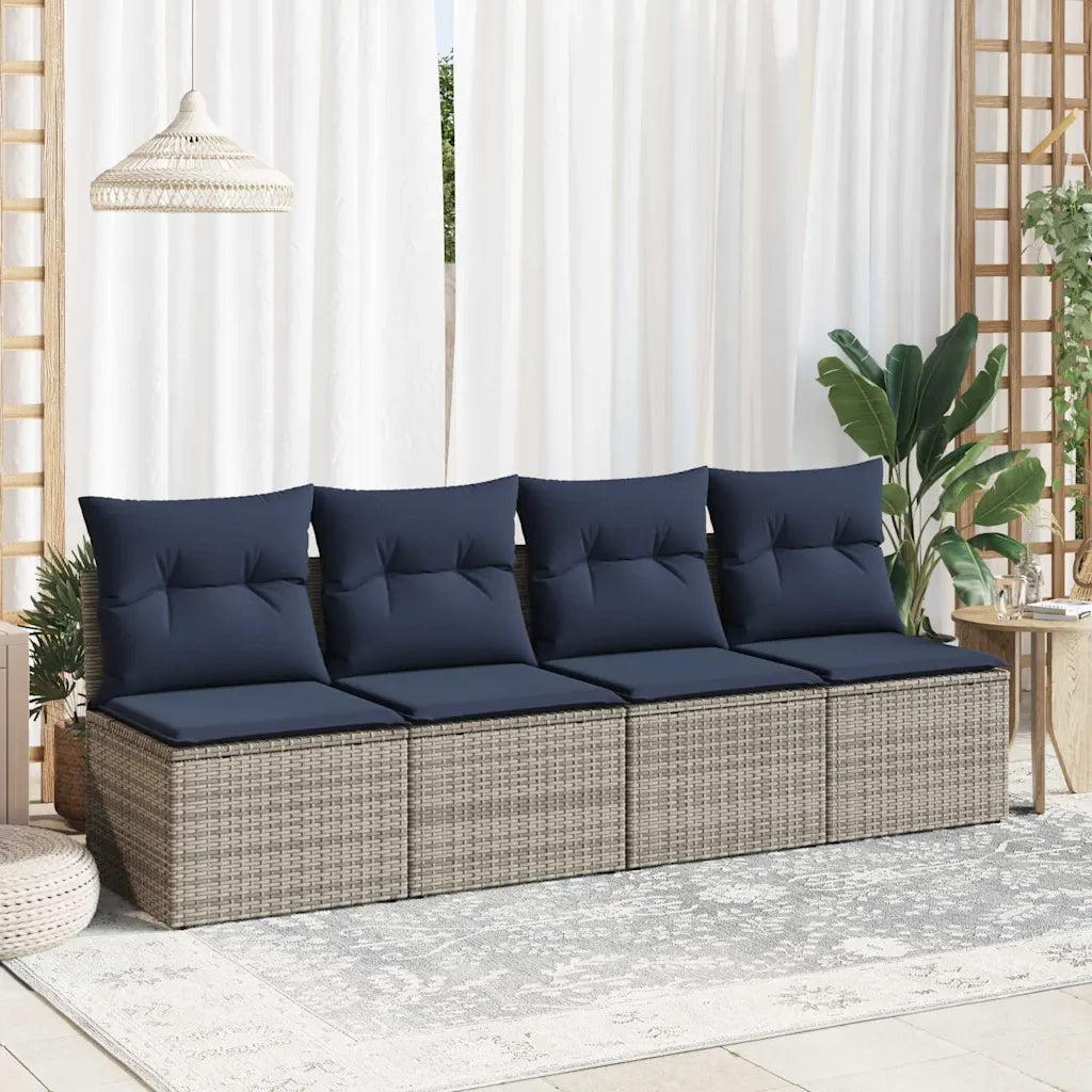Set Divano Giardino 2 pz | Set Salotto da Giardino con Cuscini Grigio Polyrattan Acacia
