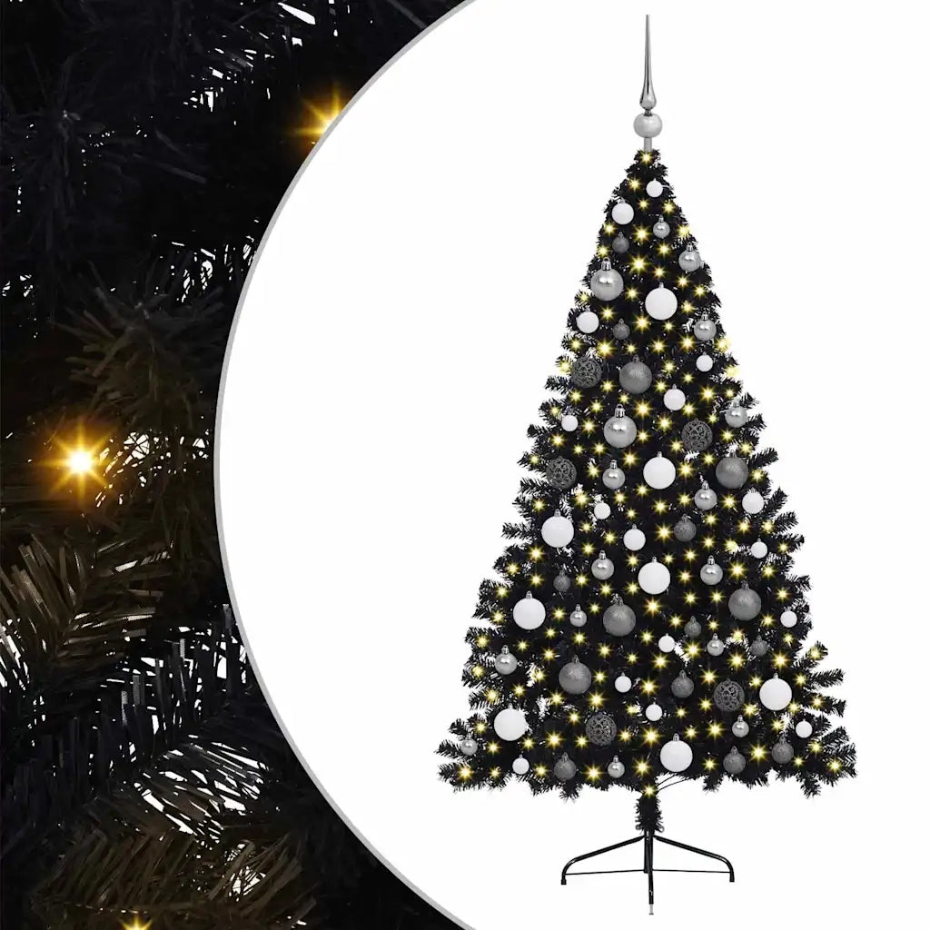 Albero di Natale artificiale con luci integrate Nero 180 cm PVC 3397140