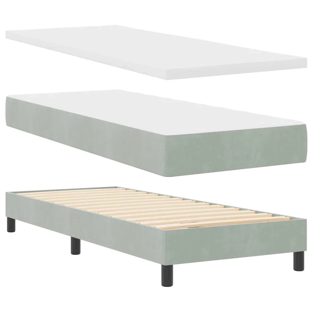 Letto a molle con materasso Grigio chiaro 80 x 200 cm Velluto 3339068