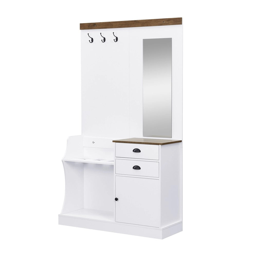Set Ingresso con Specchio, Ganci, Cassetti e Portaombrelli ¨C MINIMAL ¨C Legno