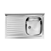 Lavello Inox ad Appoggio 80×50 1 vasca Sinistra e Gocciolatoio