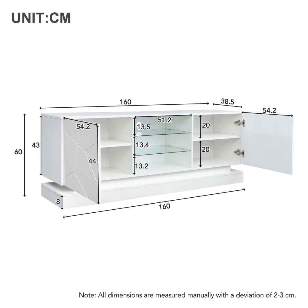 Mobile TV bianco opaco in truciolare lunghezza 160 cm