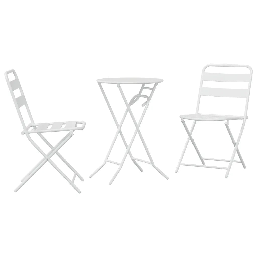 Set Bistro da Giardino 3 pcs Bianco Acciaio