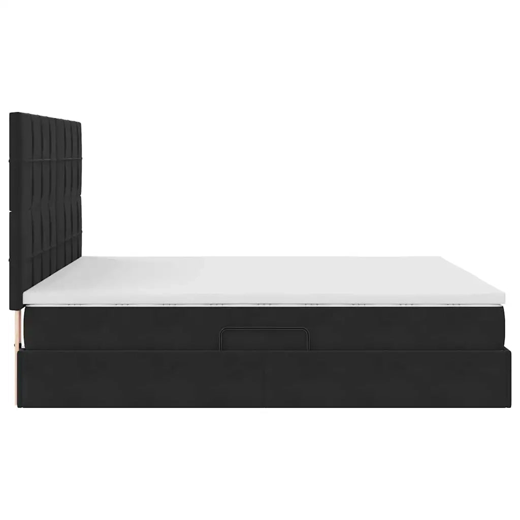 Letto con contenitore e LED con led Nero 180 x 200 cm Velluto