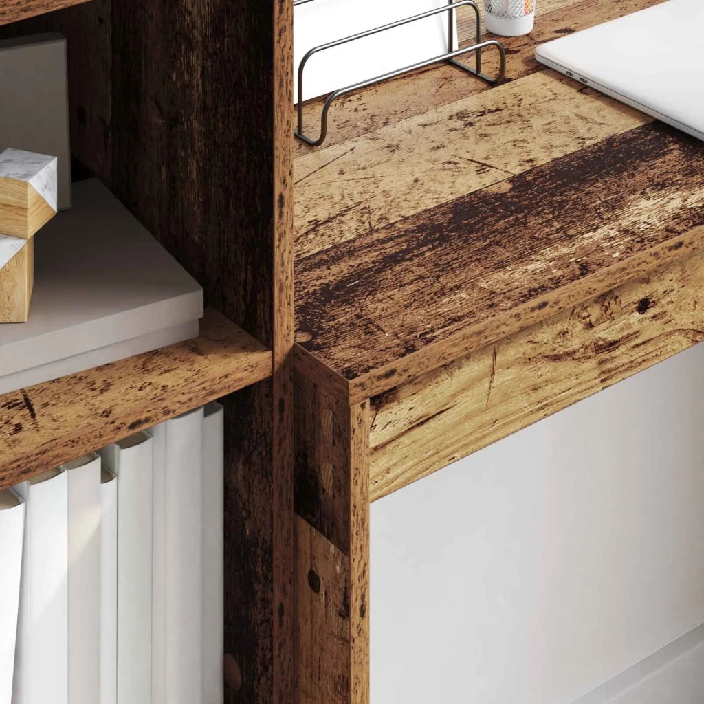 Scrivania con cassetto con lo scaffale 2 pcs Legno vecchio 3337327