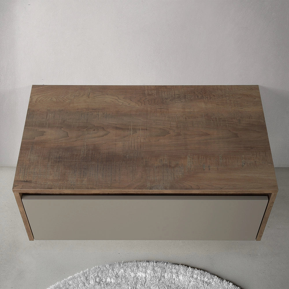 Mobile bagno sospeso 80 cm in legno tabacco e tortora Smok
