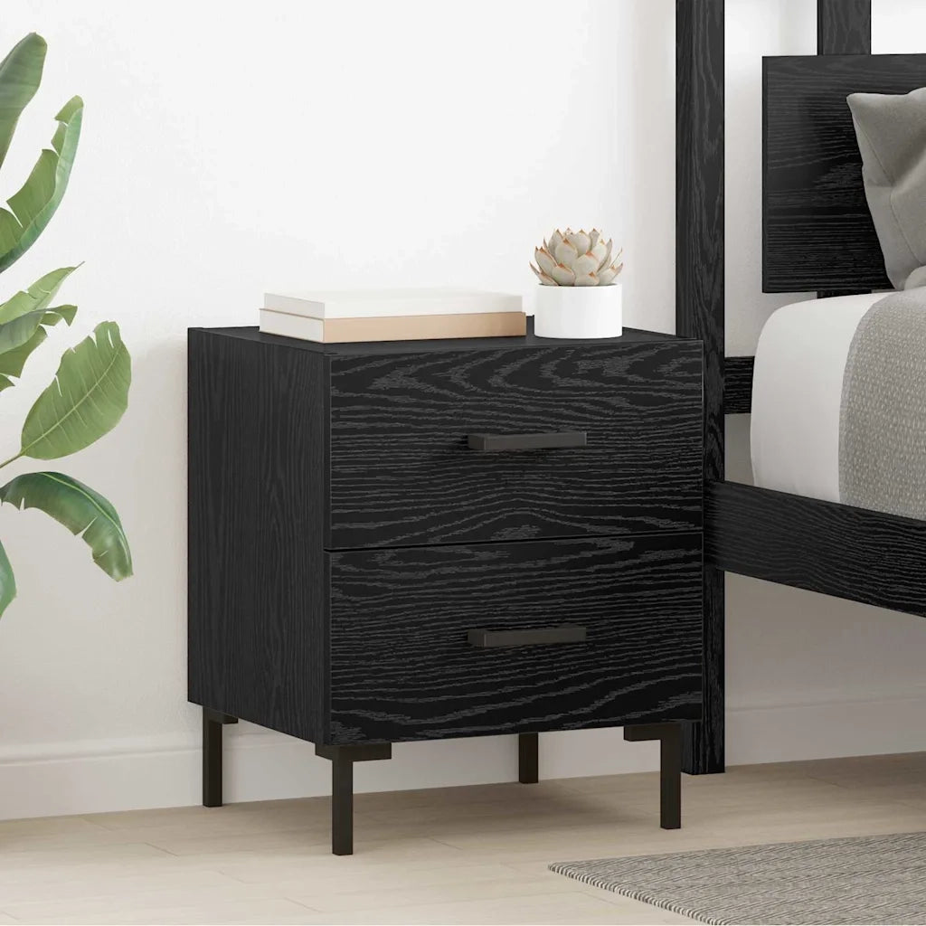 Set di 2 Comodini | Armadio da Notte | Mobiletto da notte Rovere Nero 40 x 35 x 47,5 cm