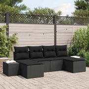 Set Divano da Giardino con cuscino 6 pcs Nero polyrattan 3347173