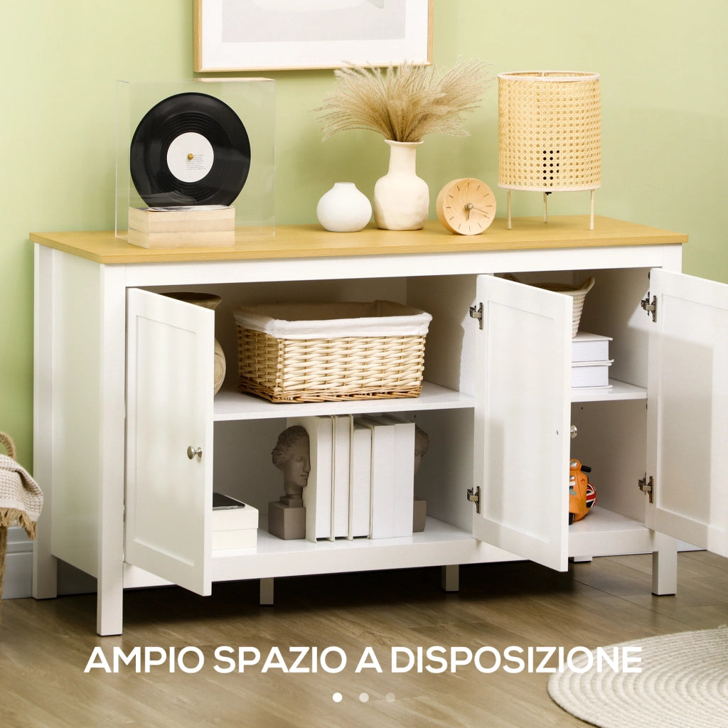 Armadio con 2 Ante e Ripiani Regolabili ¨C Minimal ¨C Bianco e Legno 120x40x70