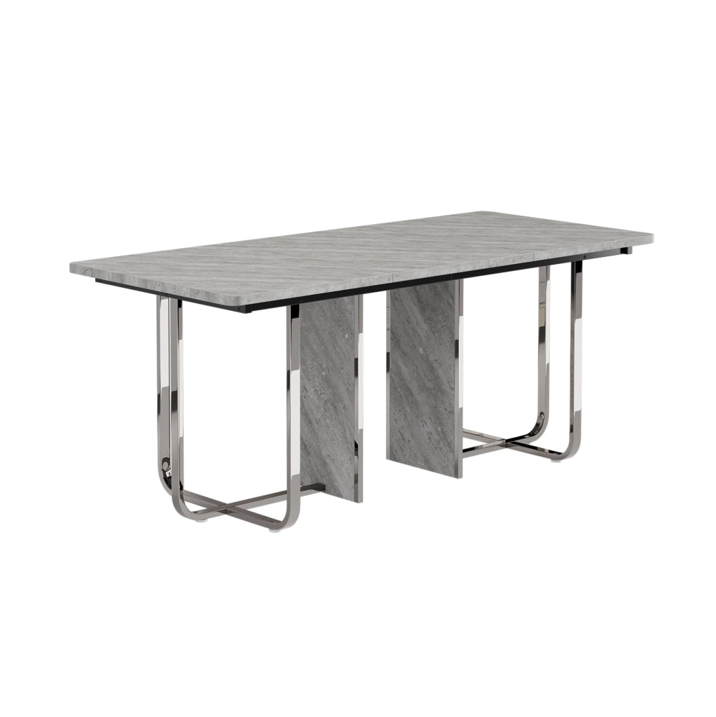 Tavolo da pranzo moderno 180 x 80 cm in MDF e metallo; grigio