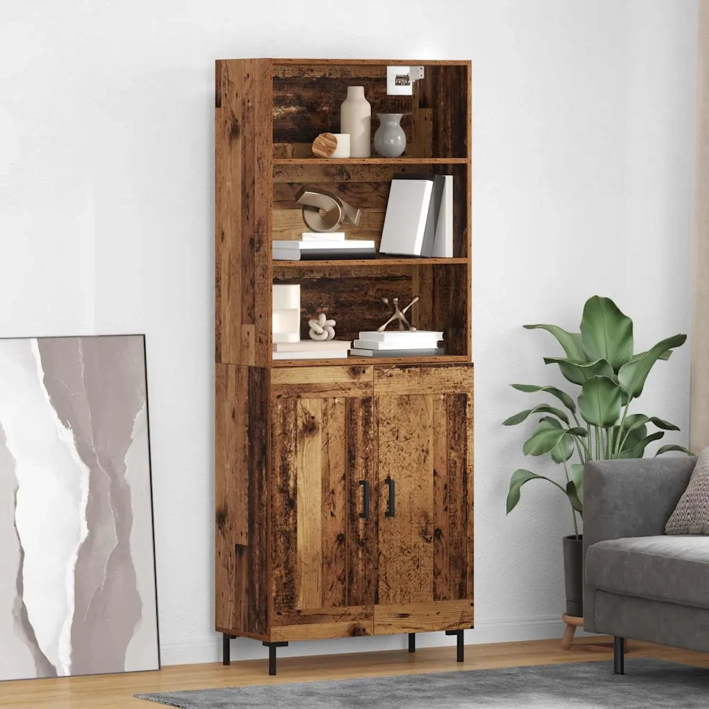 Credenza | Madia | Buffet da pranzo | Armadio da pranzo Legno vecchio 69,5 x 34 x 180 cm Legno multistrato