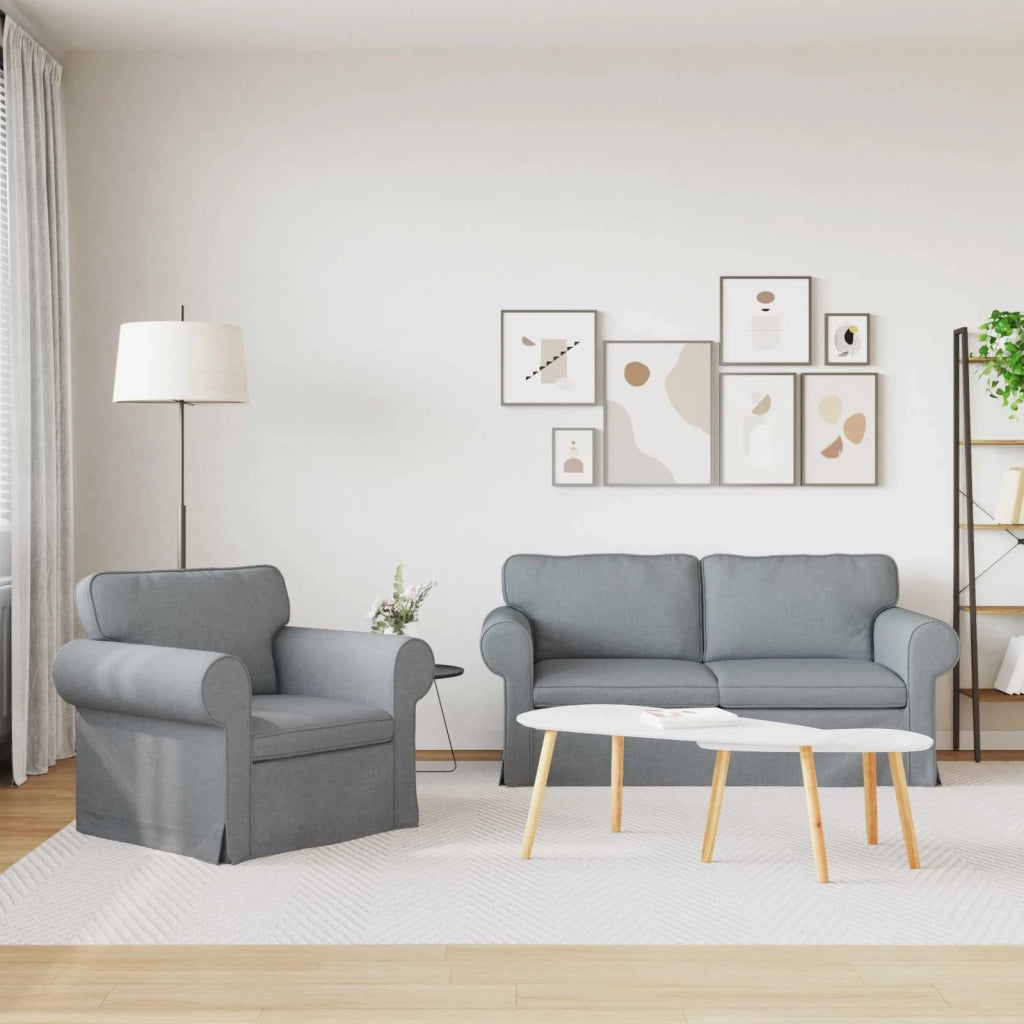Set di divani 2 pcs Grigio chiaro 175 x 82 x 80 cm Tessuto 3407530