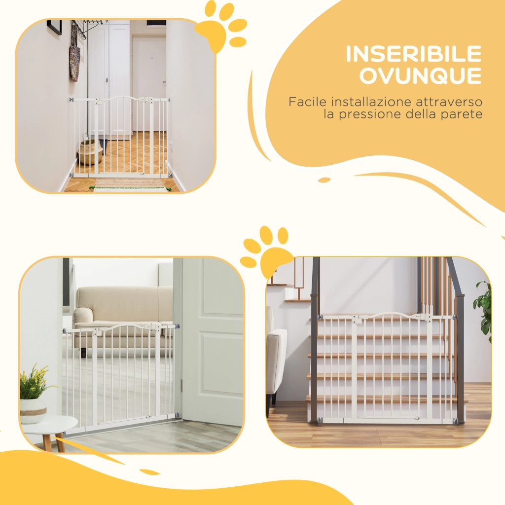 Cancelletto per Cani Estensibile ¨C Minimal ¨C Bianco, Metallo e Plastica, 74-100x78 cm
