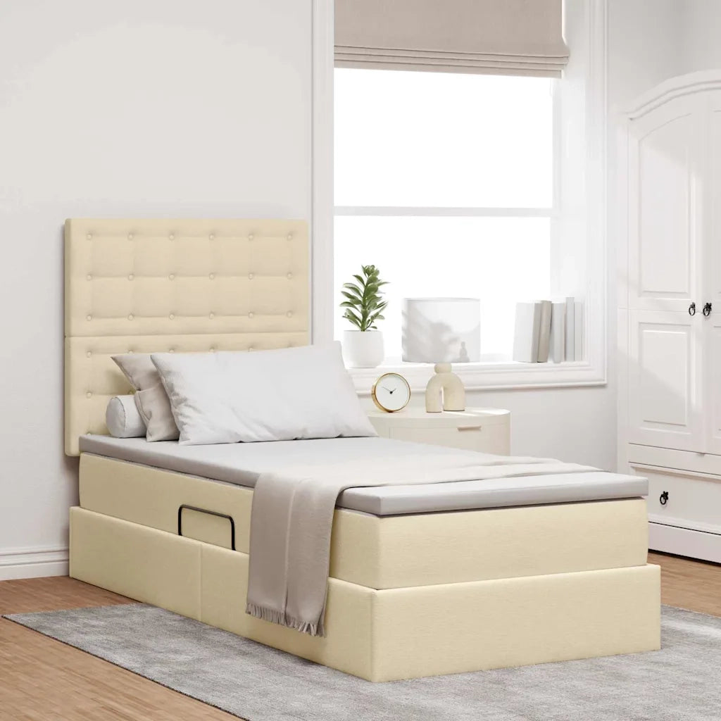 Letto con contenitore e LED Crema 90 x 200 cm Poliestere 3372520