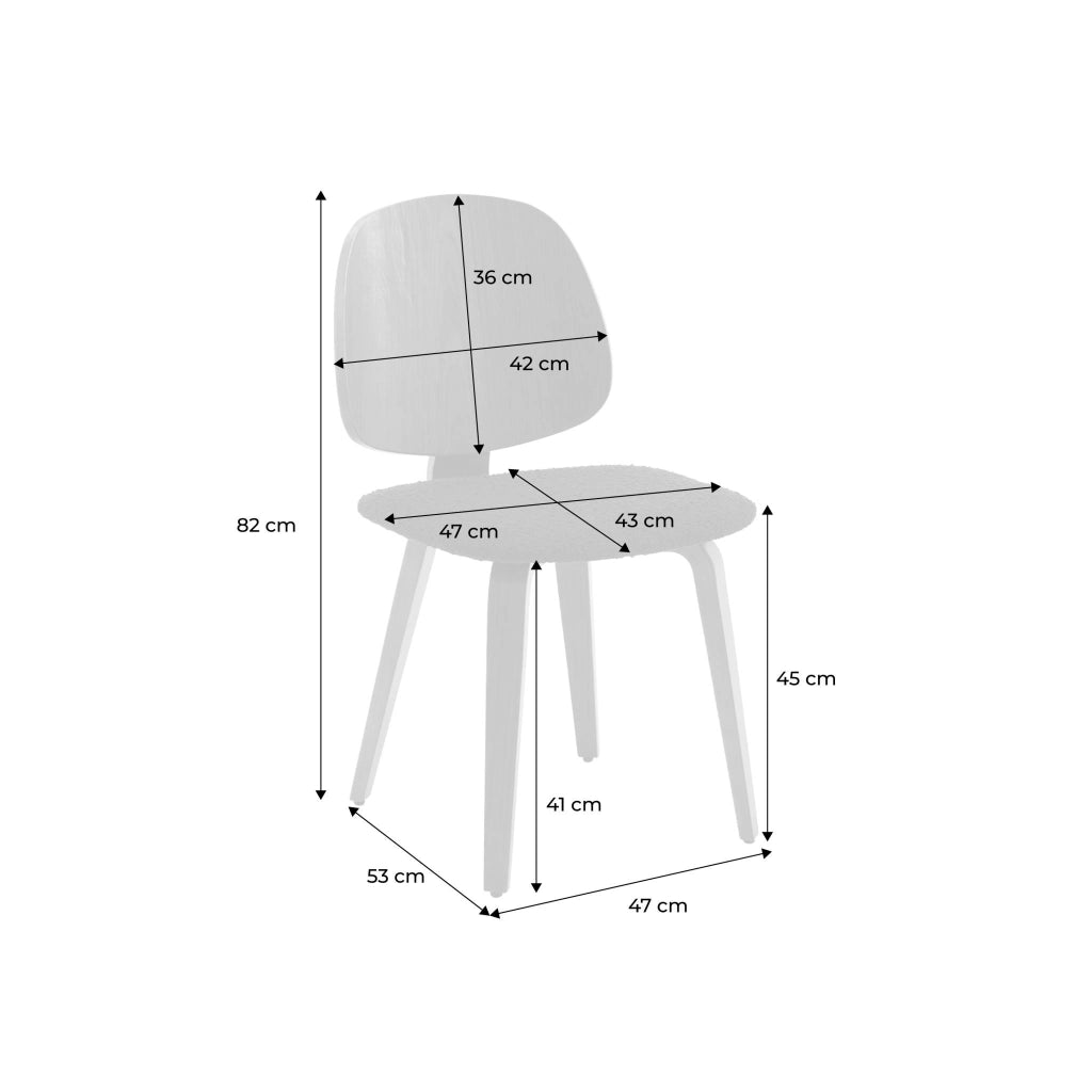 Sedia in legno curvato e bouclé, set di 2, nero