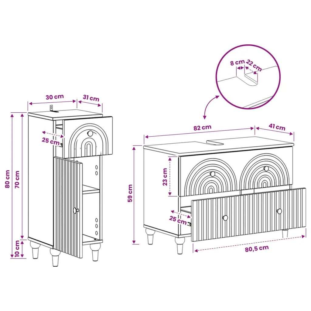 Set di Armadi da Bagno da 2 Pezzi ALKMAAR Grigio Cemento 3417669