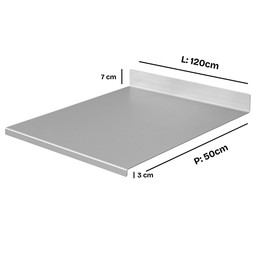 ZoiMania - Spianatoia - Acciaio Inox - Cucina - Profondità 50 Dimensione Spianatoia: L 120 x P 50 x 7cm x 3cm