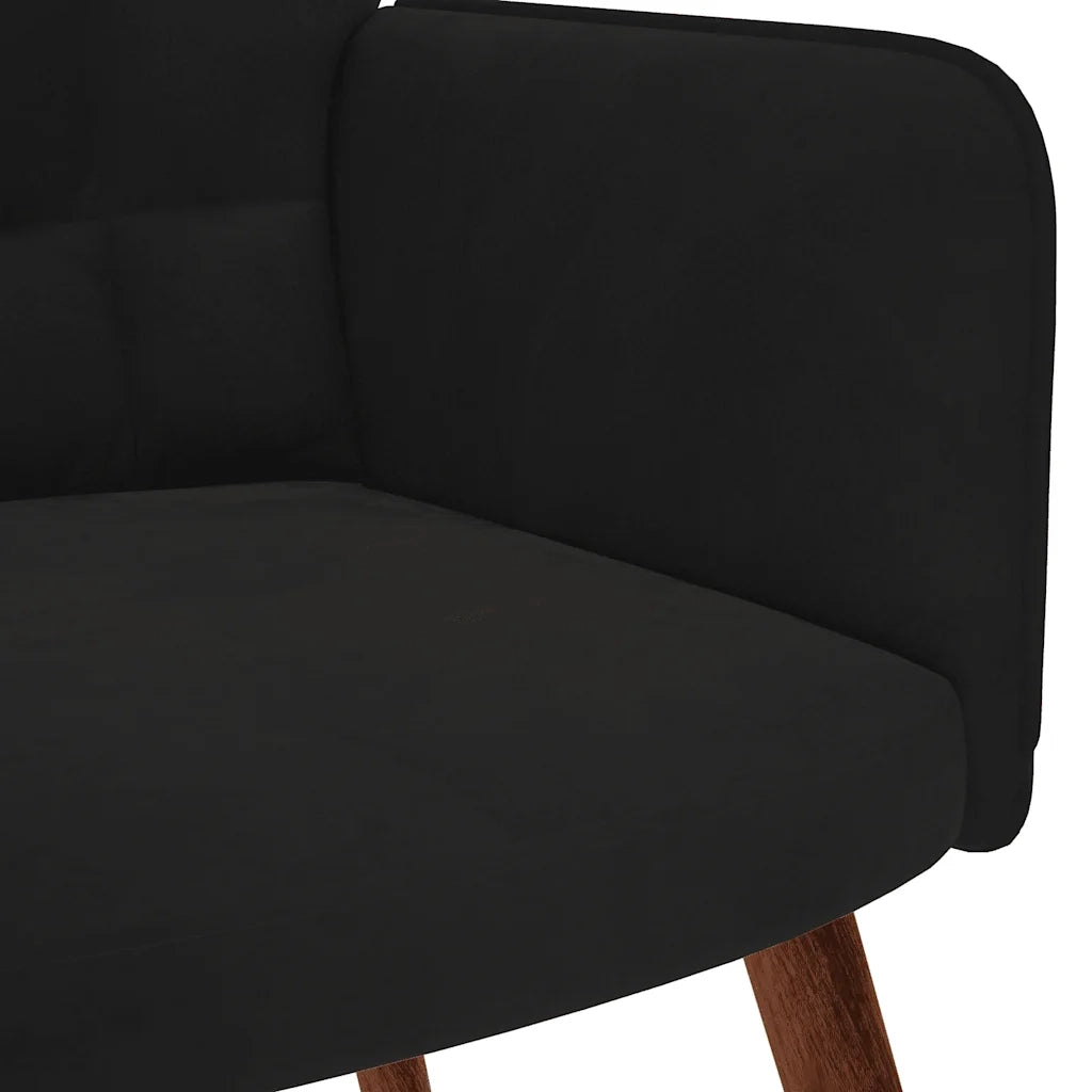 Poltrona Relax con Sgabello in Velluto Nero 4016827